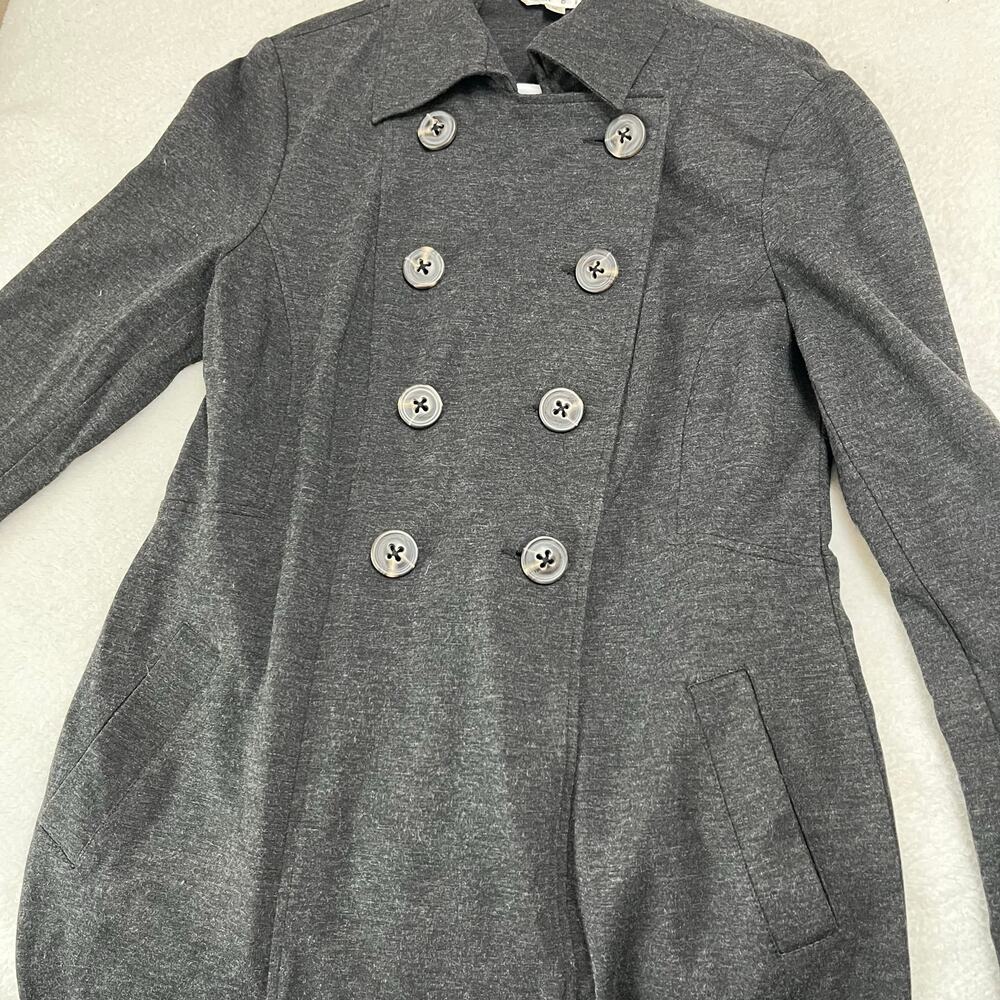 Cabi Women’s Casablanca Ponte Knit Double Breasted Gray Trench Blazer‎ Sz Medium